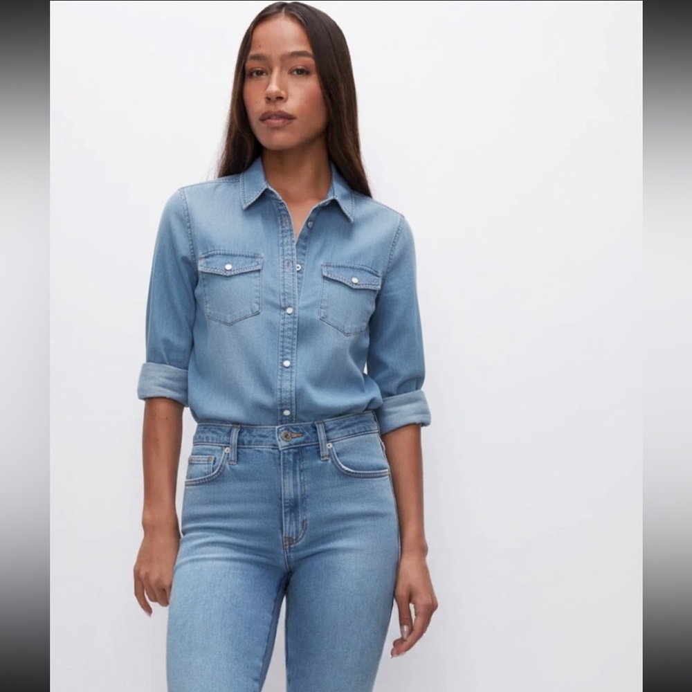 Merona Light Blue soft Denim Casual Button-Down Shirt